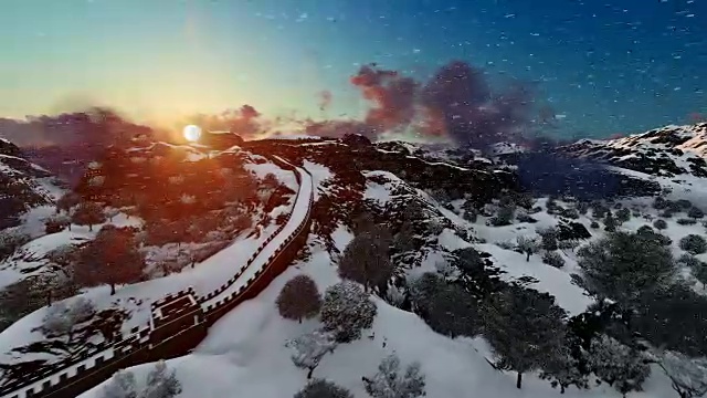 詳情圖-日出時(shí)飛過(guò)長(zhǎng)城，正在下雪