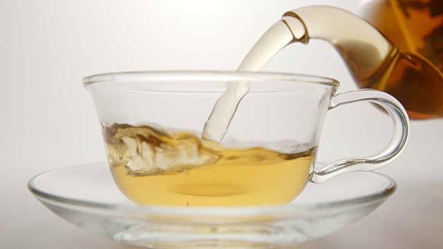 詳情圖-慢動作:新鮮的茶從茶壺中流出