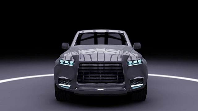 现代汽车，照片逼真的3D汽车动画上的黑色背景