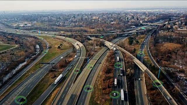 高速公路和自动驾驶自动驾驶仪自动驾驶汽车4K