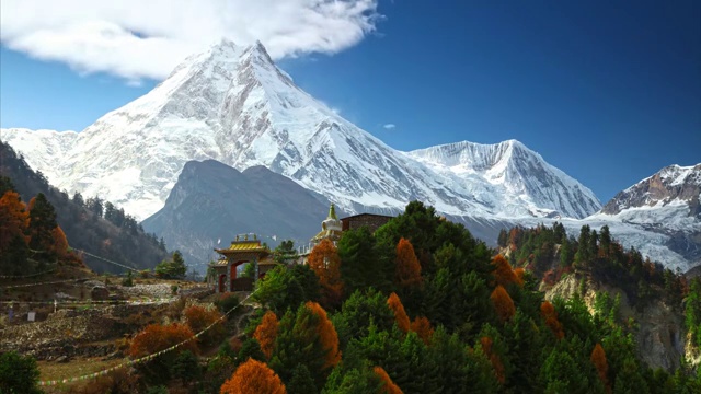 喜马拉雅山脉的风景。间隔拍摄。