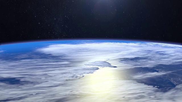 详情图-地球。飞越地球，4K。相机向前飞。