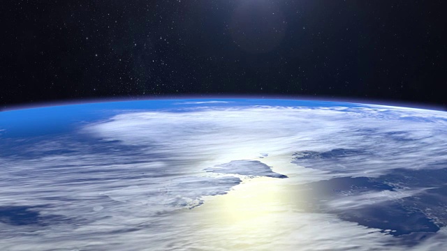 详情图-地球。飞越地球，4K。相机向前飞。