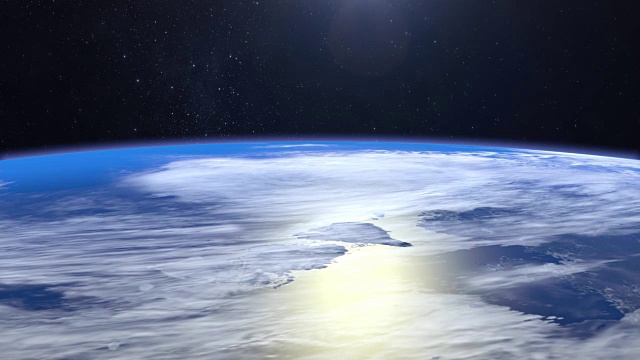 详情图-地球。飞越地球，4K。相机向前飞。