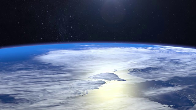 详情图-地球。飞越地球，4K。相机向前飞。
