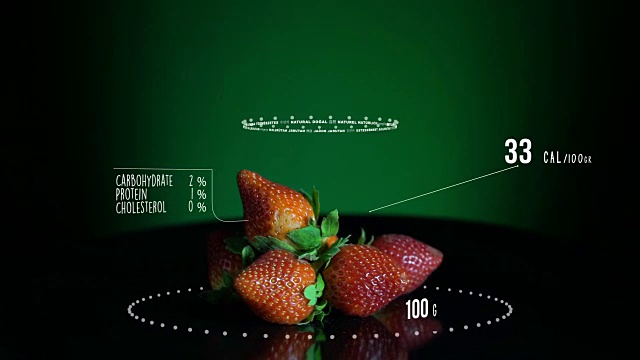 草莓含有维生素、微量元素和矿物质的信息图。能量，卡路里和成分