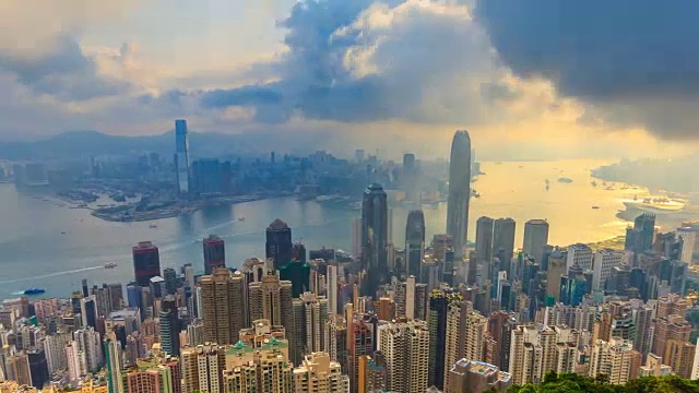詳情圖-香港城市景觀高視點(diǎn)香港太平山頂，中國4K延時(搖攝)