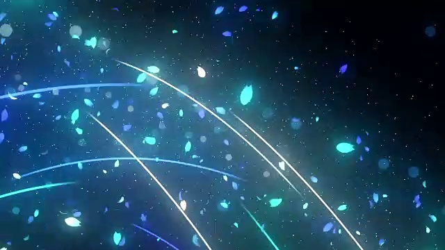 光の曲線と桜花びら