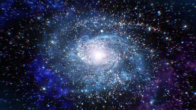 详情图-美丽的星系与明亮闪烁的星星。在太空中飞行。