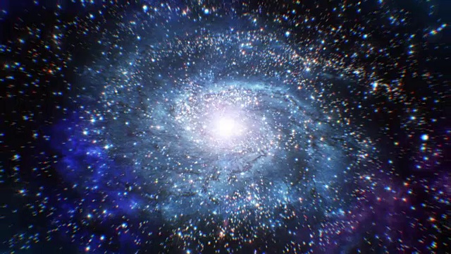 详情图-美丽的星系与明亮闪烁的星星。在太空中飞行。