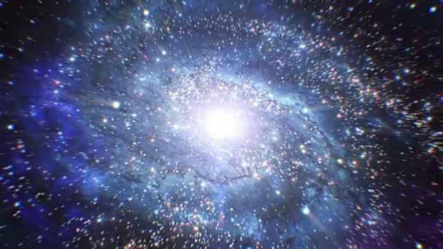 详情图-美丽的星系与明亮闪烁的星星。在太空中飞行。