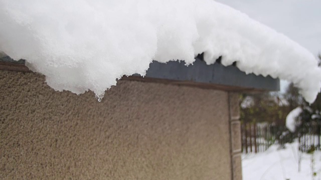 一到春天，雪就从屋顶上融化，滴落下来