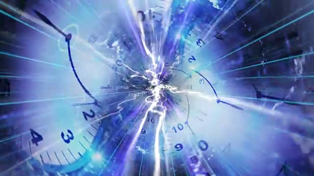时钟隧道动画，渲染，时间旅行概念