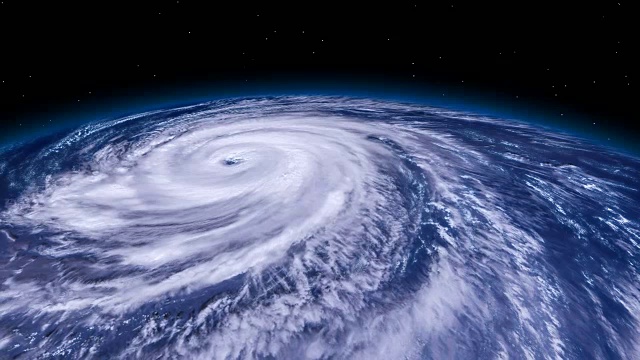 来自太空的飓风风暴龙卷风，卫星图像。
