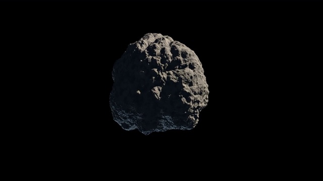 詳情圖-在黑色背景上旋轉(zhuǎn)的小行星或隕石