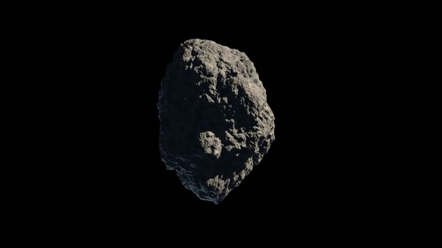詳情圖-在黑色背景上旋轉(zhuǎn)的小行星或隕石