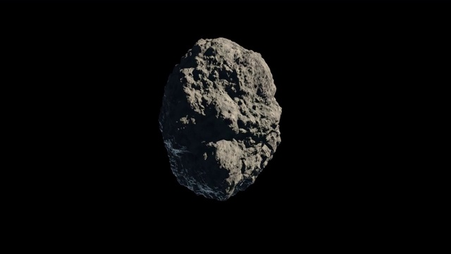 詳情圖-在黑色背景上旋轉(zhuǎn)的小行星或隕石
