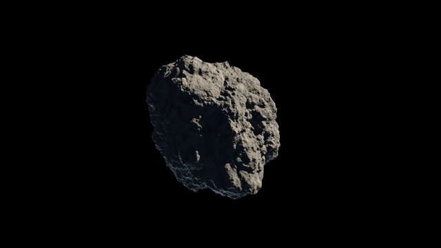 詳情圖-在黑色背景上旋轉(zhuǎn)的小行星或隕石