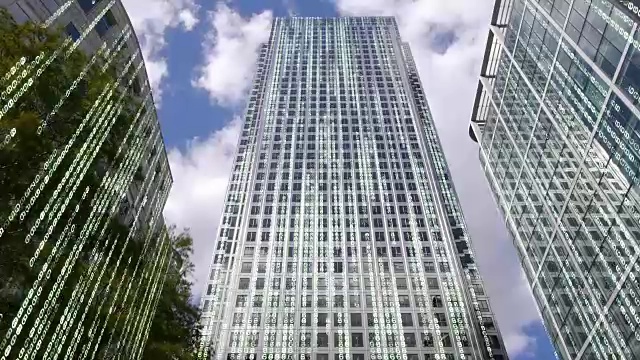 数据从办公大楼流向。