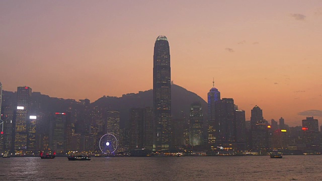 日落天空香港城市港湾交通九龙全景4k中国