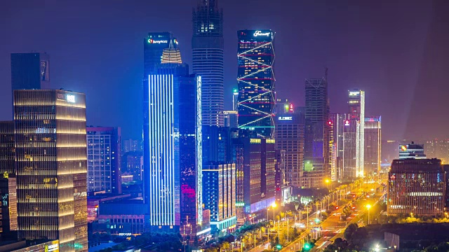 詳情圖-中國南京河西新城夜景的時間流逝