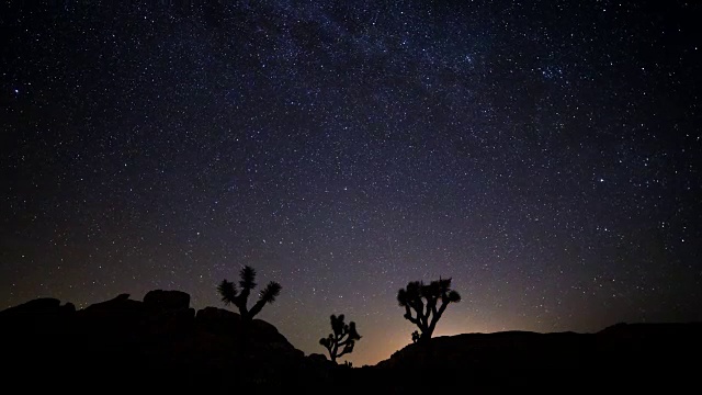 约书亚树国家公园的北极星时间流逝与英仙座流星雨