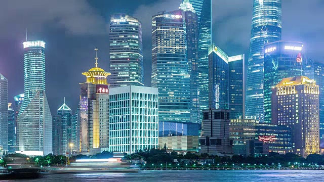 上海浦东夜景的时间流逝