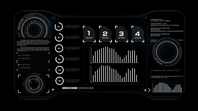4K动画HUD抬头显示界面代码图形条元素网络网络技术概念