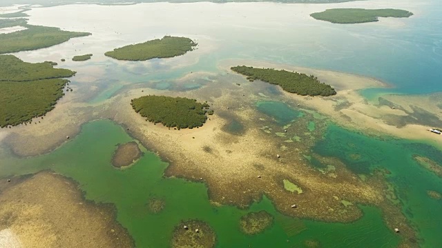 鸟瞰图热带泻湖，大海，海滩。热带岛屿。保和、菲律宾