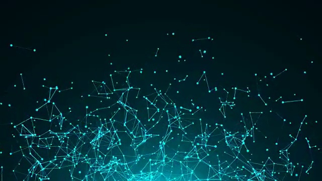 4K渲染电脑生成的视频抽象移动背景。点和线正在连接