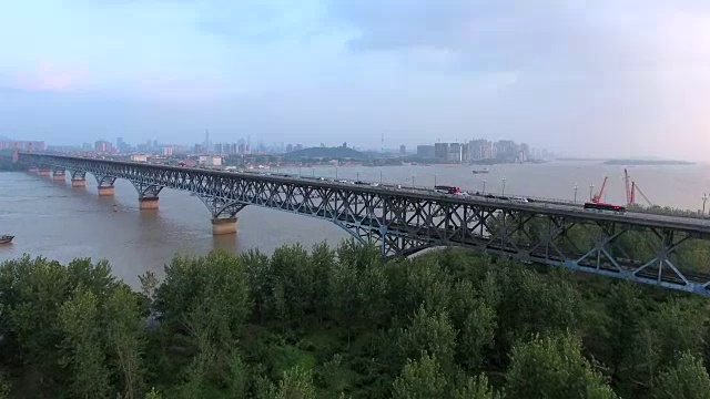 南京长江大桥鸟瞰图，中国