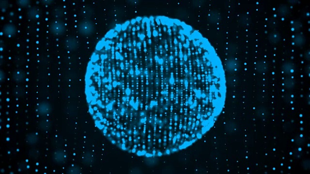 太空中带有发光粒子的彩色球体。抽象的背景