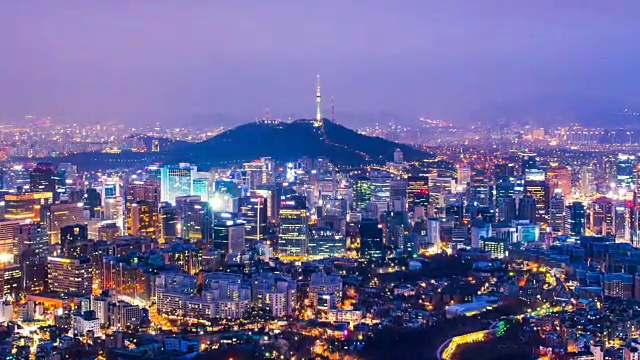 详情图-韩国首尔夜景及汉城塔。