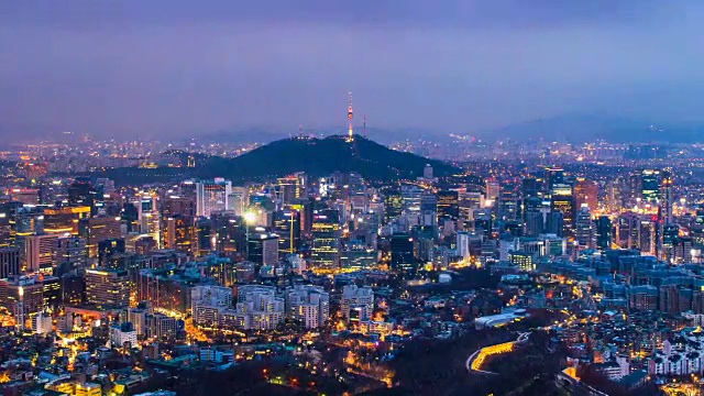 详情图-韩国首尔夜景及汉城塔。