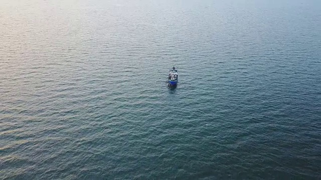 海上的渔船。航空摄影测量