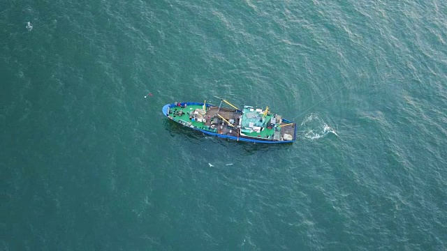 海上的渔船。航空摄影测量