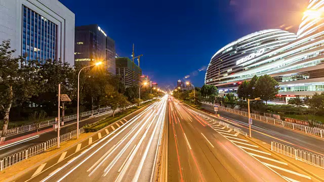 詳情圖-北京繁忙的高速公路交通從白天到晚上的時(shí)間流逝，中國