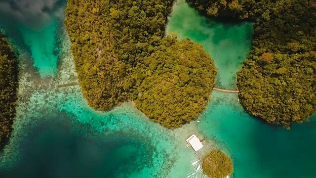 鸟瞰图热带泻湖，大海，海滩。热带岛屿。Siargao、菲律宾