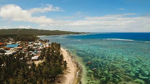 詳情圖-鳥瞰熱帶島嶼上美麗的海灘。菲律賓,Siargao