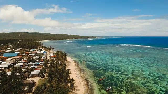 詳情圖-鳥瞰熱帶島嶼上美麗的海灘。菲律賓,Siargao