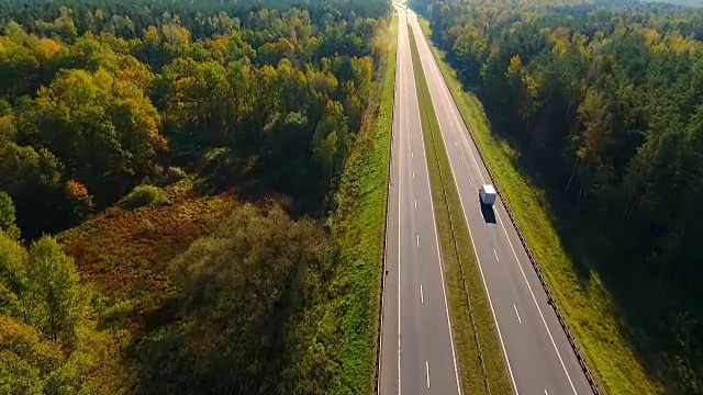 詳情圖-秋天森林里的鄉(xiāng)間小路。公路森林空中景觀