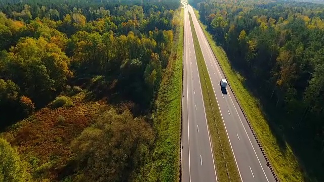 詳情圖-秋天森林里的鄉(xiāng)間小路。公路森林空中景觀
