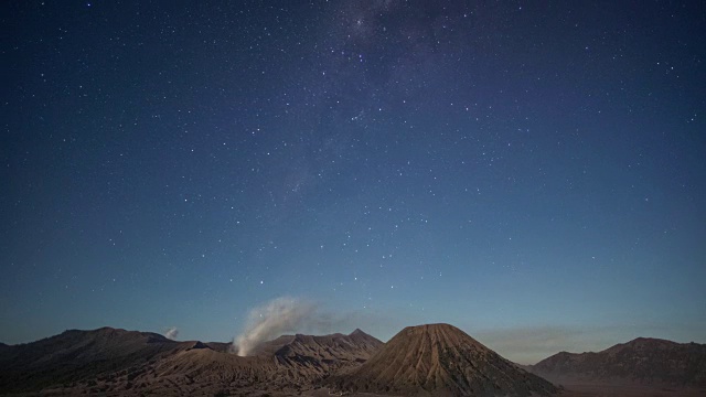 美丽的银河在印度尼西亚的bromo山的4K时间流逝。
