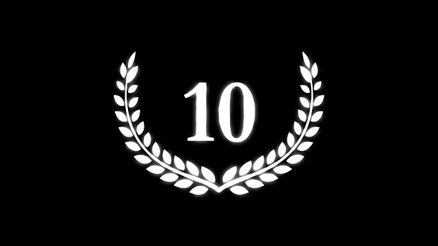 详情图-倒计时从10到0，动画金属树叶和背景形成与阿尔法通道