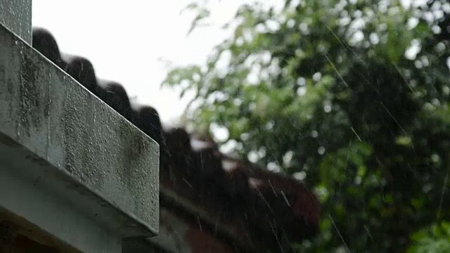 大雨落在家里的墙上