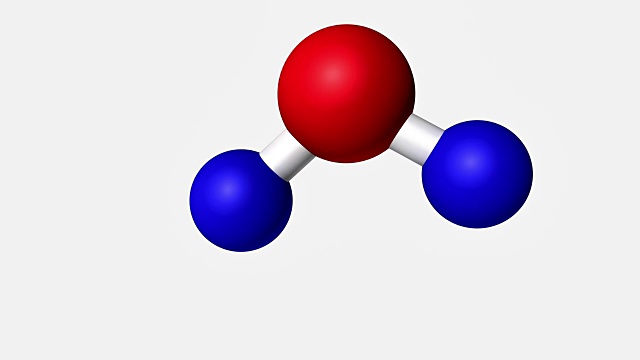 水分子模型旋转孤立在白色背景。三维渲染