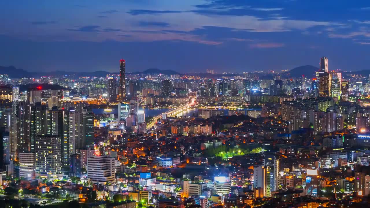 詳情圖-韓國首爾城市天際線的時間流逝