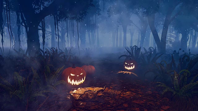 詳情圖-萬(wàn)圣節(jié)的南瓜在神奇的夜森林