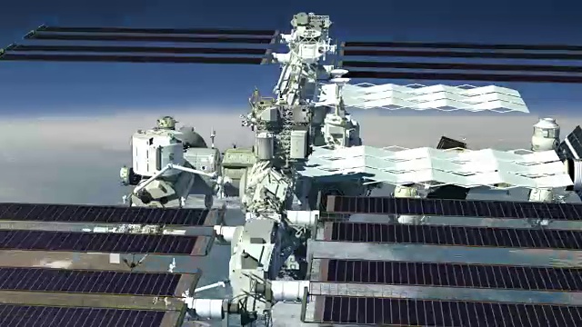 国际空间站在地球上空飞行