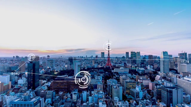 詳情圖-現(xiàn)代智慧城市中城的現(xiàn)代建筑在云天中。時間流逝